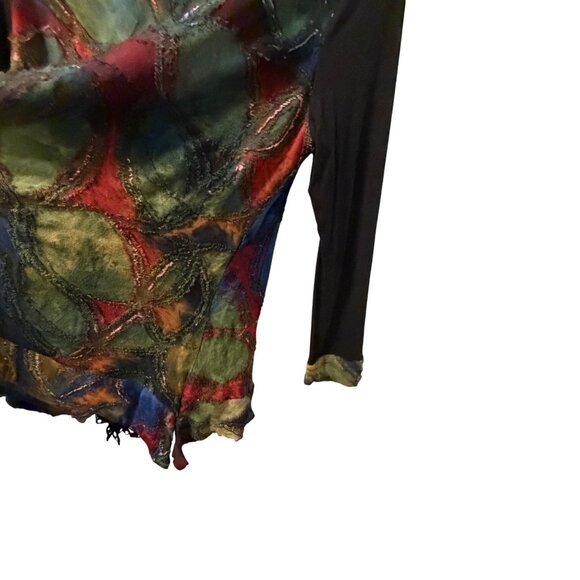 Paris Hues Long Sleeve Multicolor Tunic Top With Black Accents Sz  L tunic - Picture 8 of 12